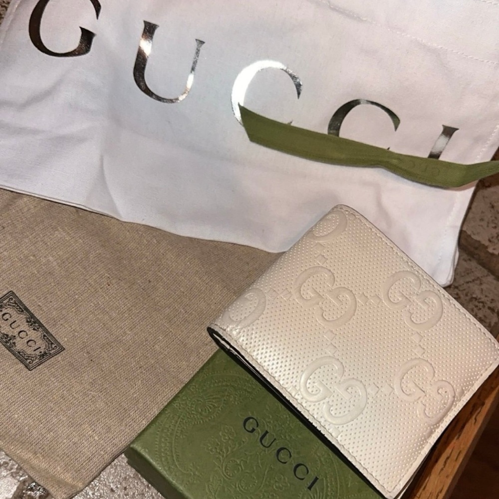 Gucci Embossed Cream Wallet